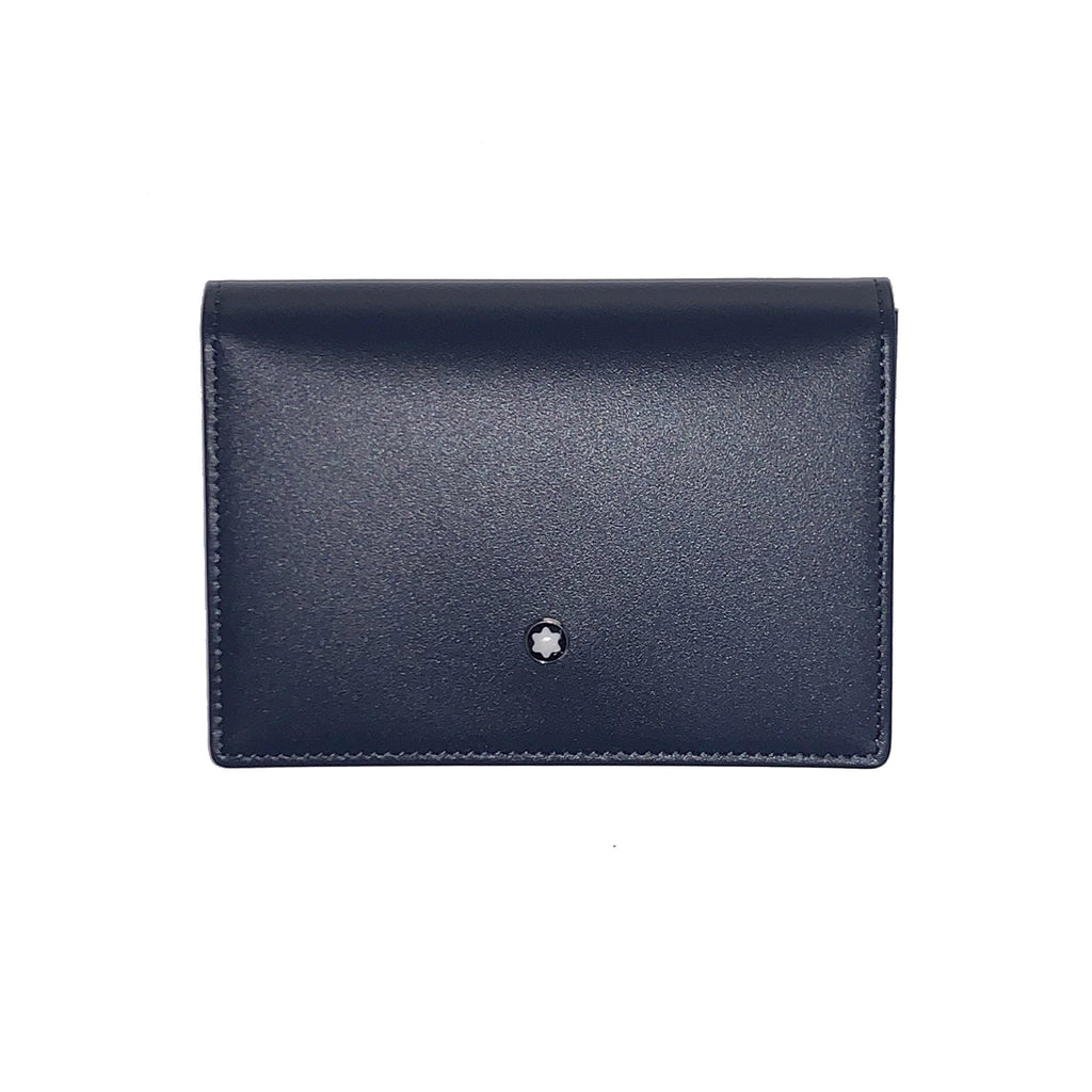 Montblanc porta biglietti da visita con soffietto a U e tasca a vista Meisterstück blu navy 126222