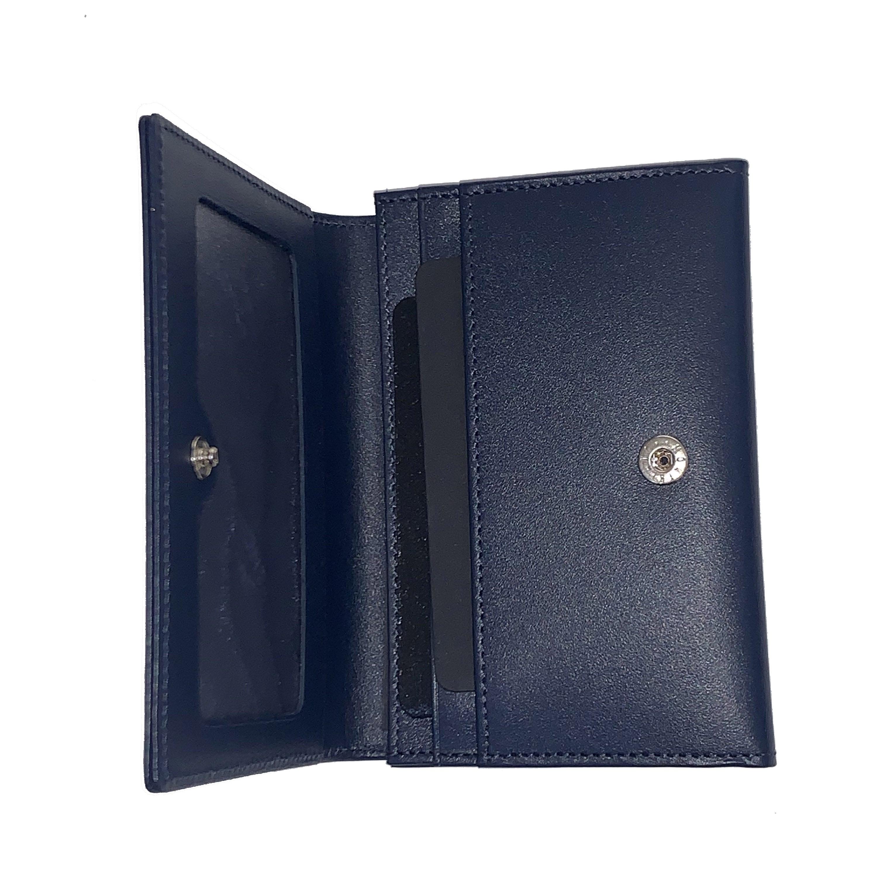 Montblanc porta biglietti da visita con soffietto a U e tasca a vista Meisterstück blu navy 126222