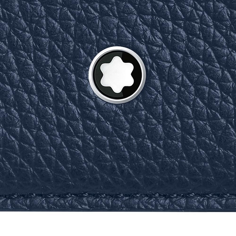 Montblanc porta biglietti da visita con soffietto e tasca a vista Meisterstück Soft Grain blu celeste 124134