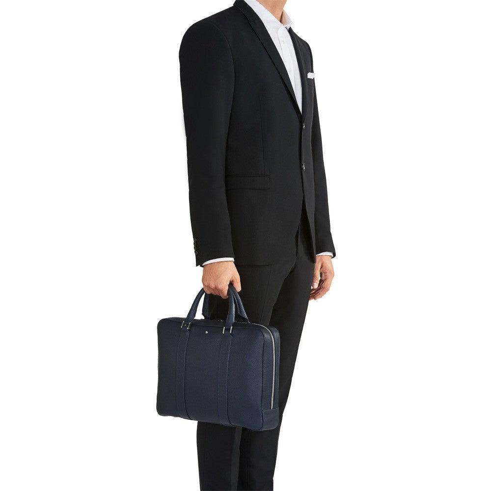Montblanc porta documenti sottile Meisterstuck Soft Grain blu 116733