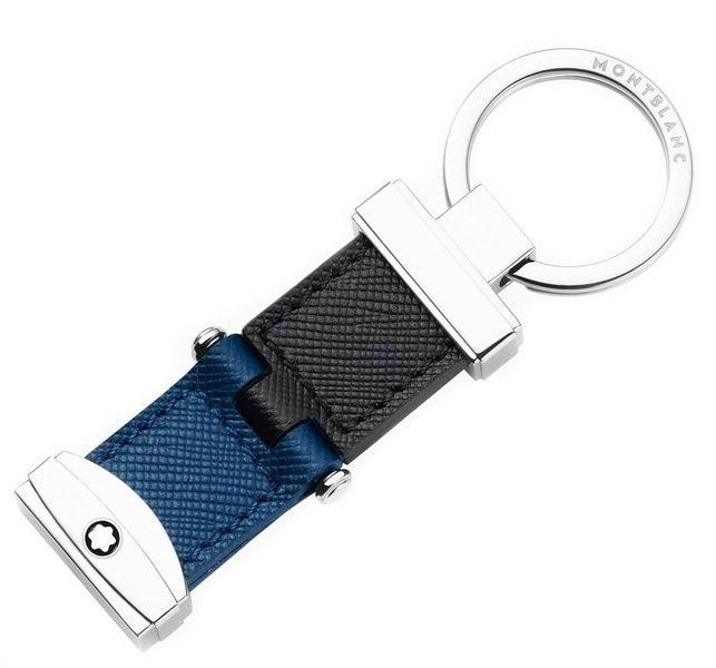 Montblanc portachiavi con sistema a perno nero/blu indaco 118696
