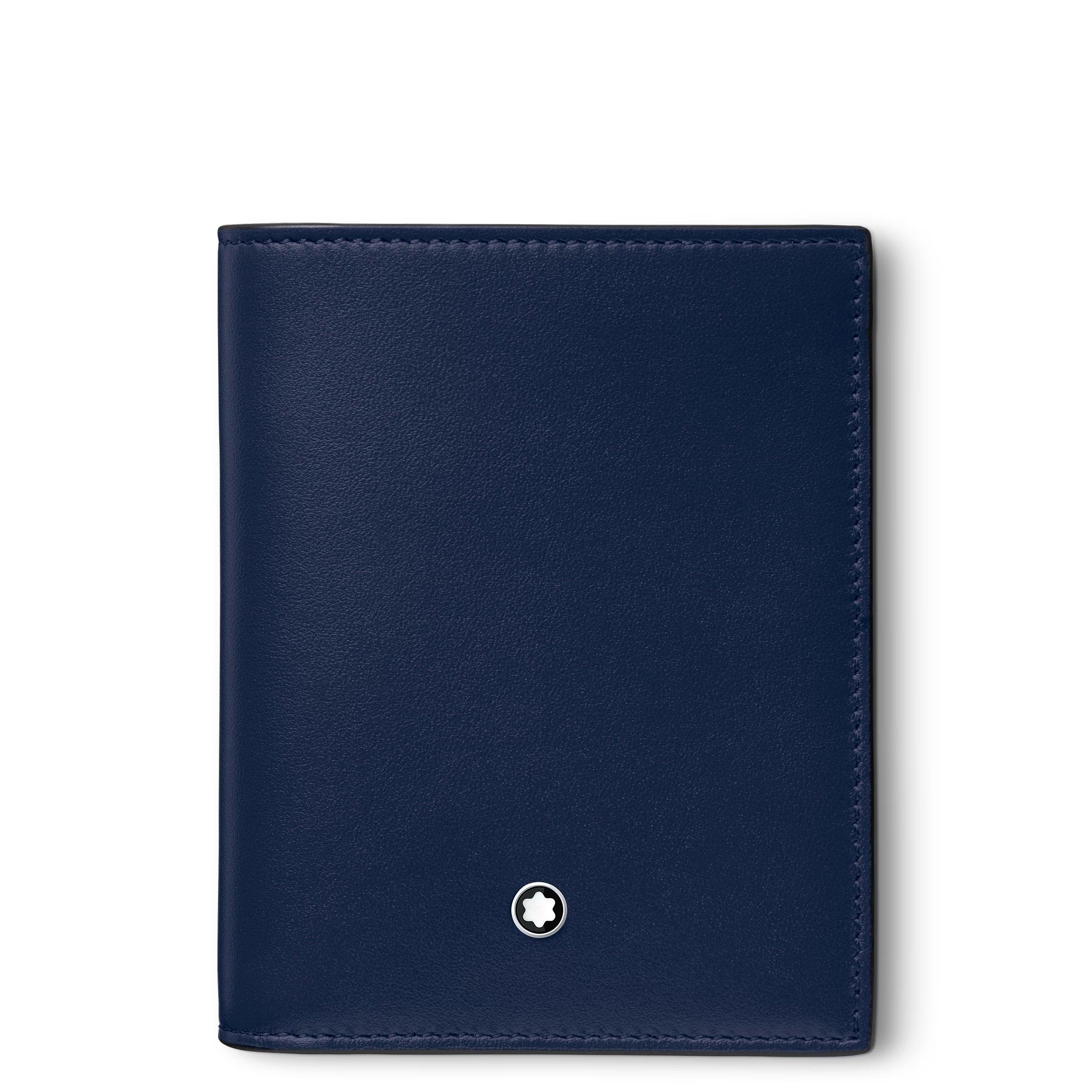 Montblanc portafoglio compatto 6cc ink blue 131695