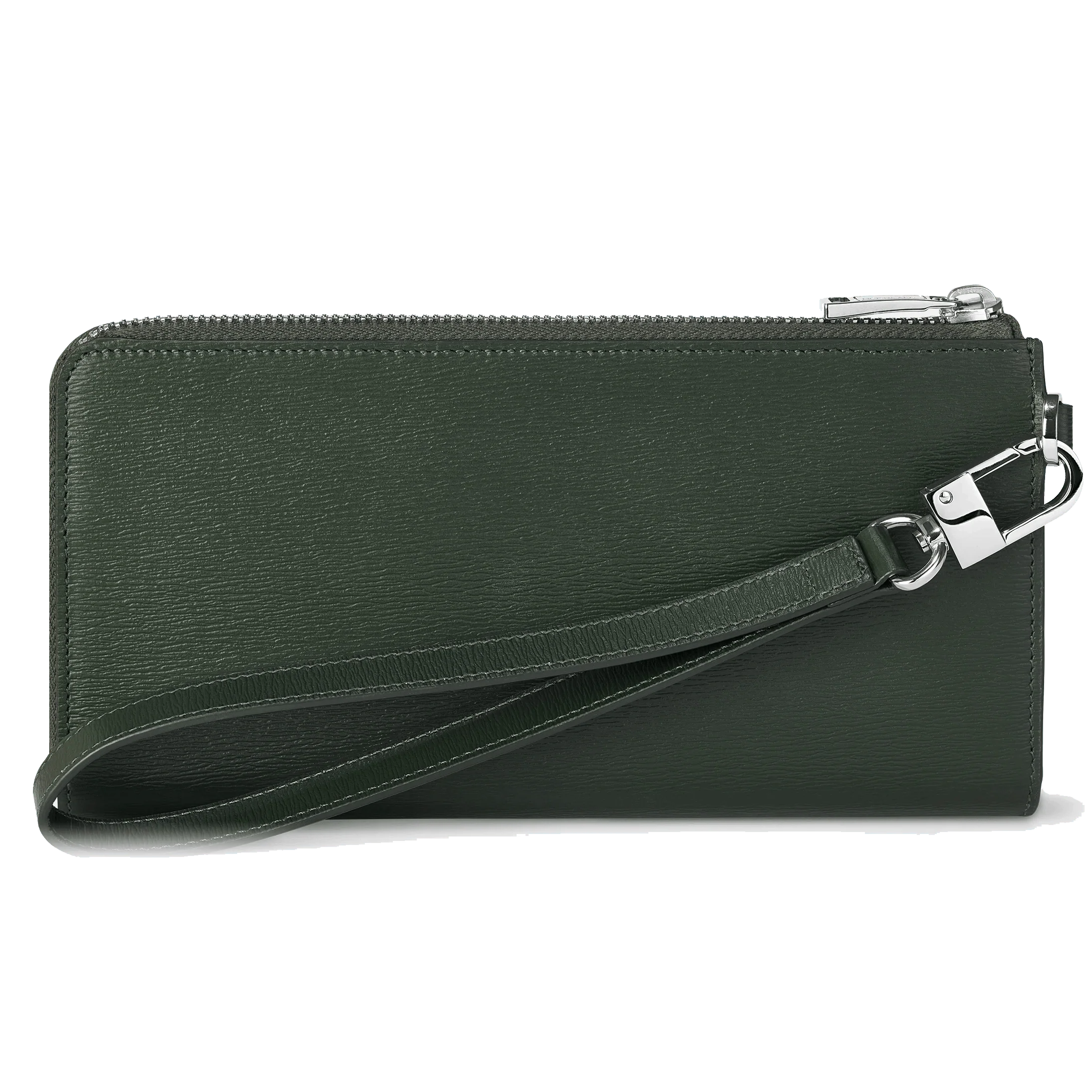 Montblanc portafoglio lungo 12 scomparti Meisterstück 4810 Deep Forest verde con cerniera e cinturino da polso amovibile 129249