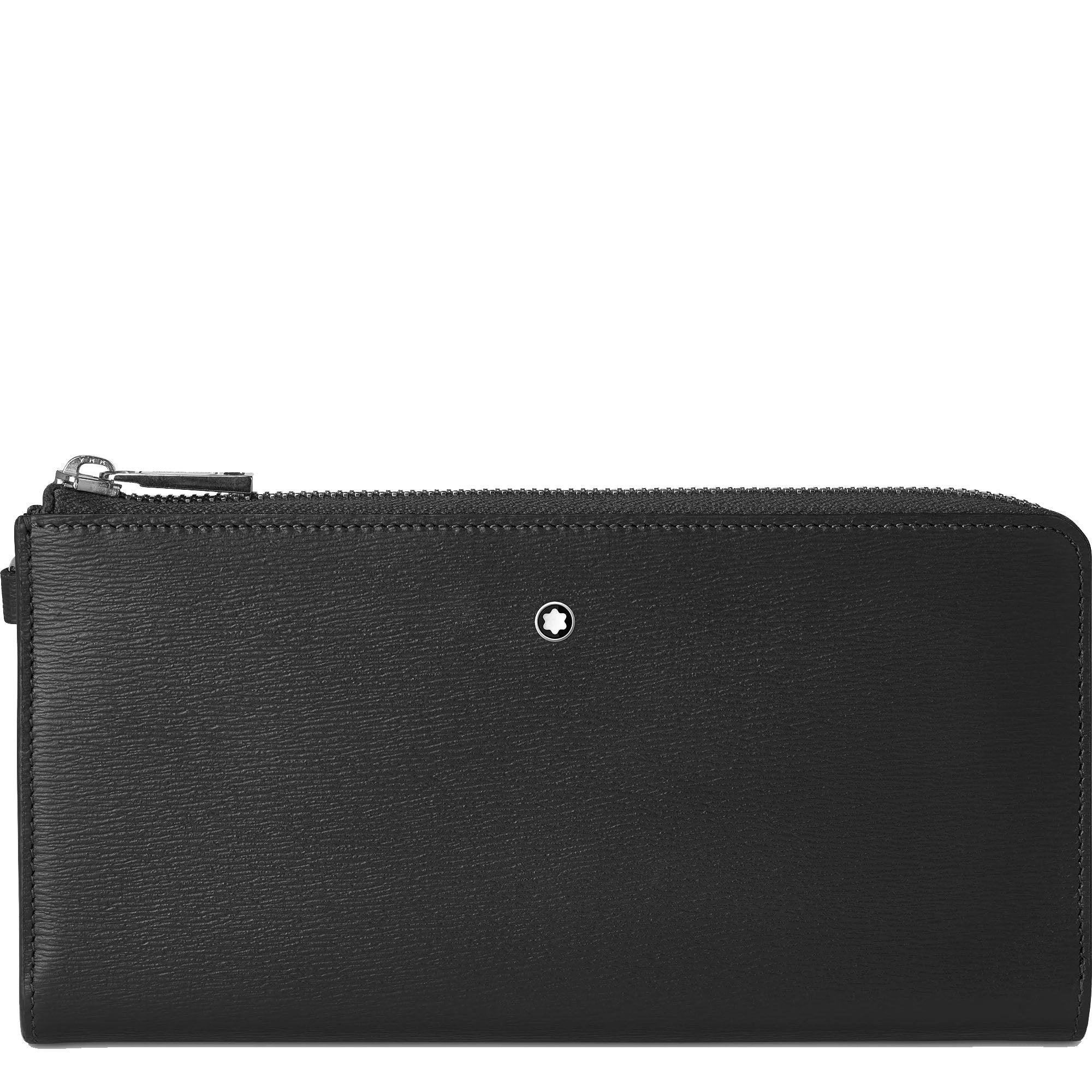 Montblanc portafoglio lungo 12 scomparti Meisterstück 4810 nero con cerniera e cinturino da polso amovibile 129248