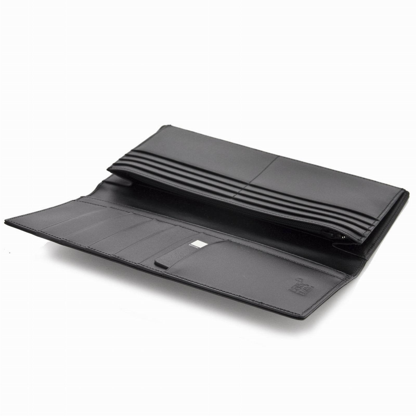 Montblanc portafoglio verticale 14 scomparti e tasca con cerniera Meisterstück nero 7165 nuova referenza 198318