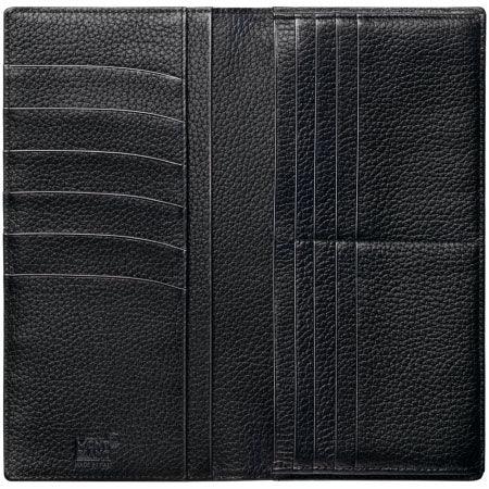 Montblanc portafoglio verticale 14 scomparti e tasca con cerniera Meisterstück Soft Grain nero 113303