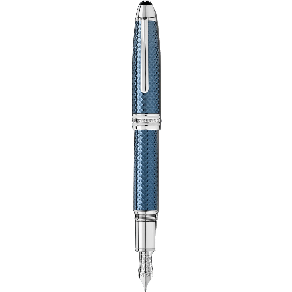 Montblanc stilografica Meisterstück Glacier Solitaire blu punta M 129407