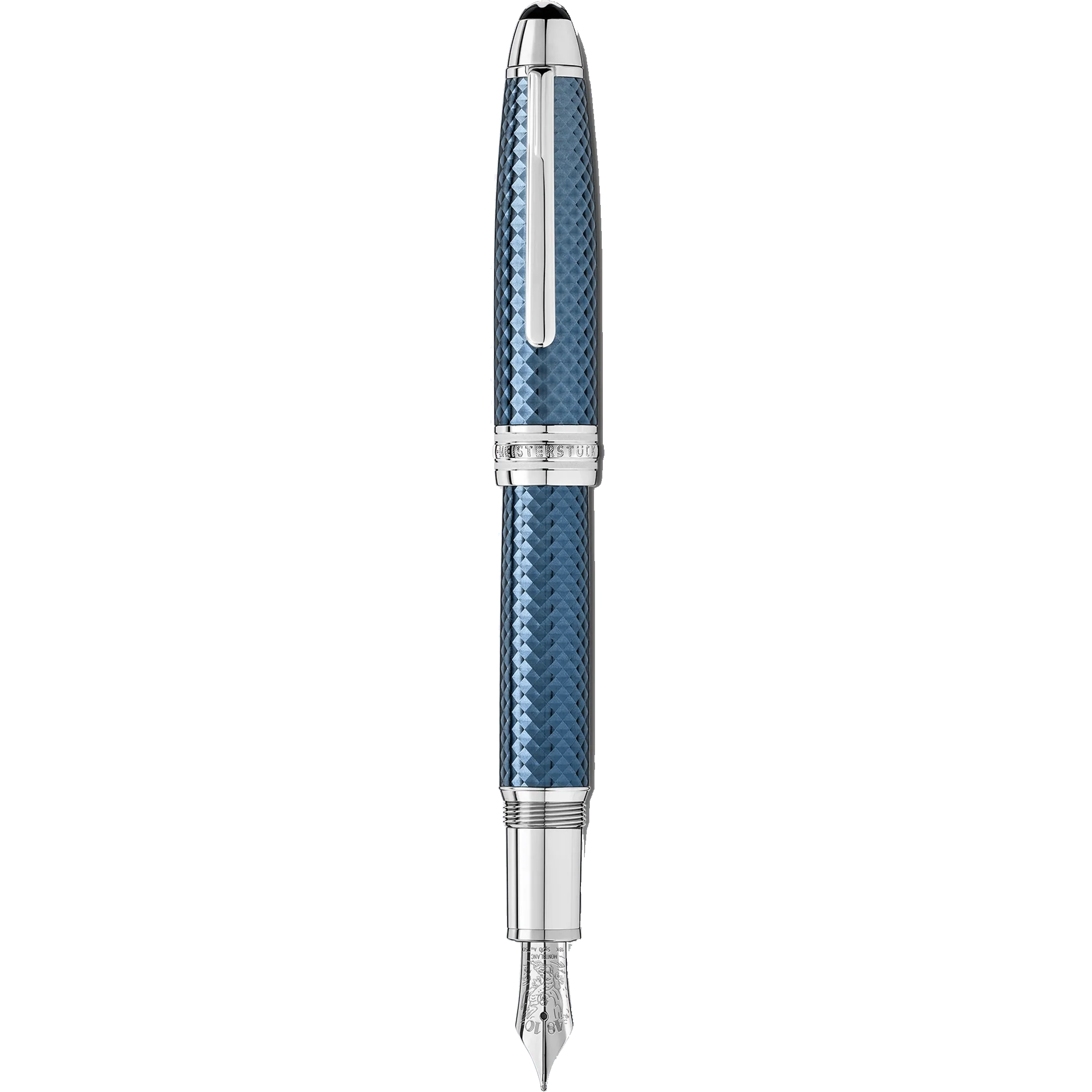 Montblanc stilografica Meisterstück Glacier Solitaire blu punta M 129407