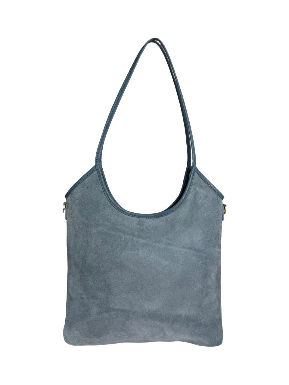 Italian Leather Shopper with Double Handles and Long Strap by Modex™