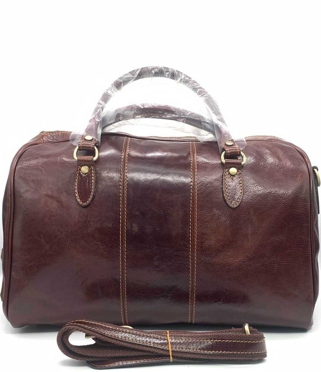Genuine Leather Travel Duffel — Removable Shoulder Strap