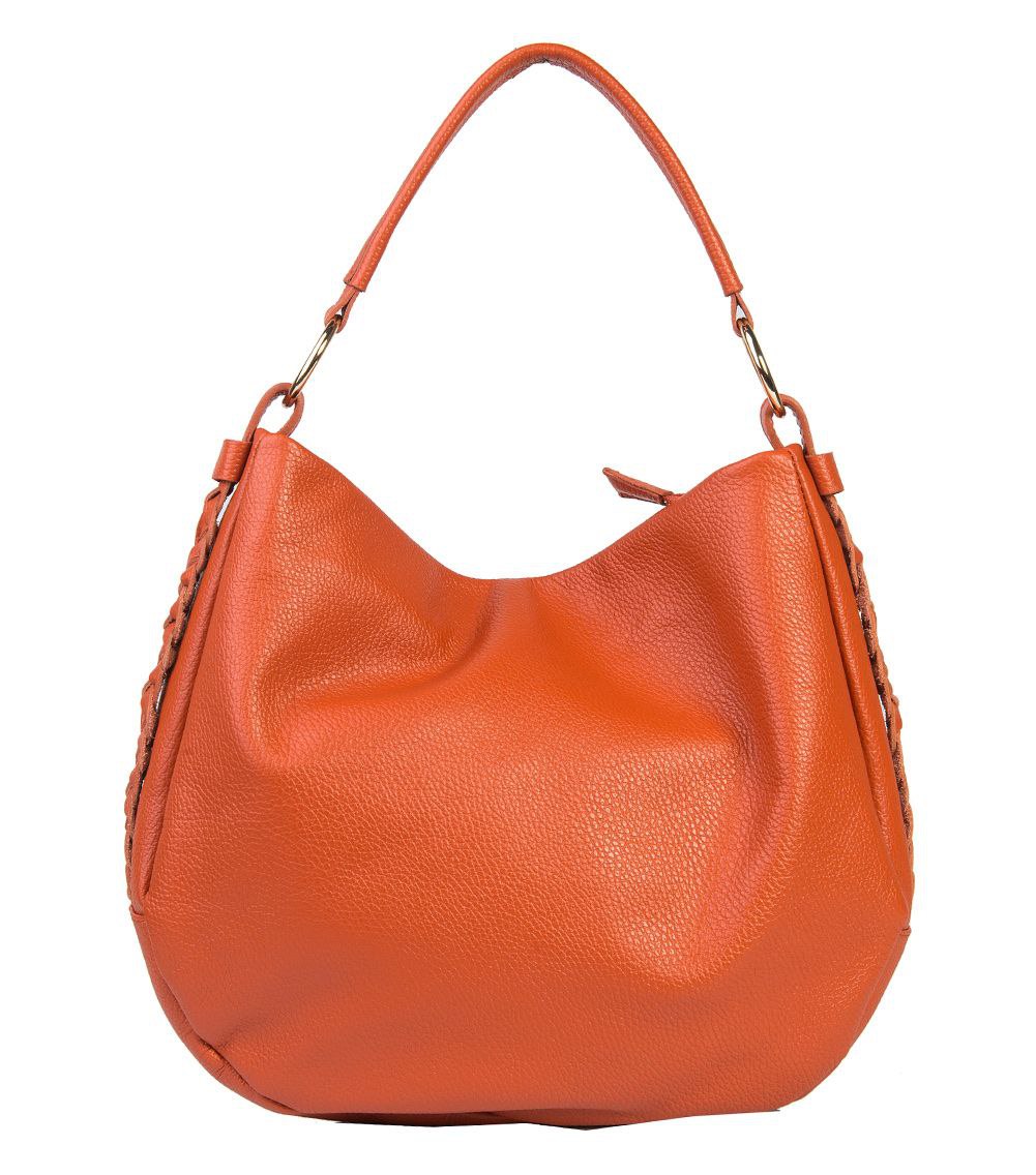 Italian Leather Hobo Bag with Braided Side Details by Modex™
