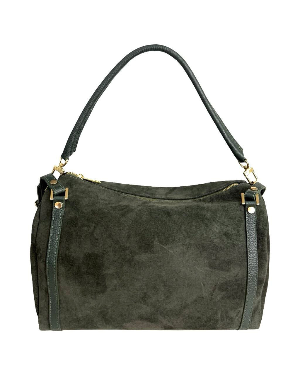 Suede Top-Zip Satchel — Made in Italy