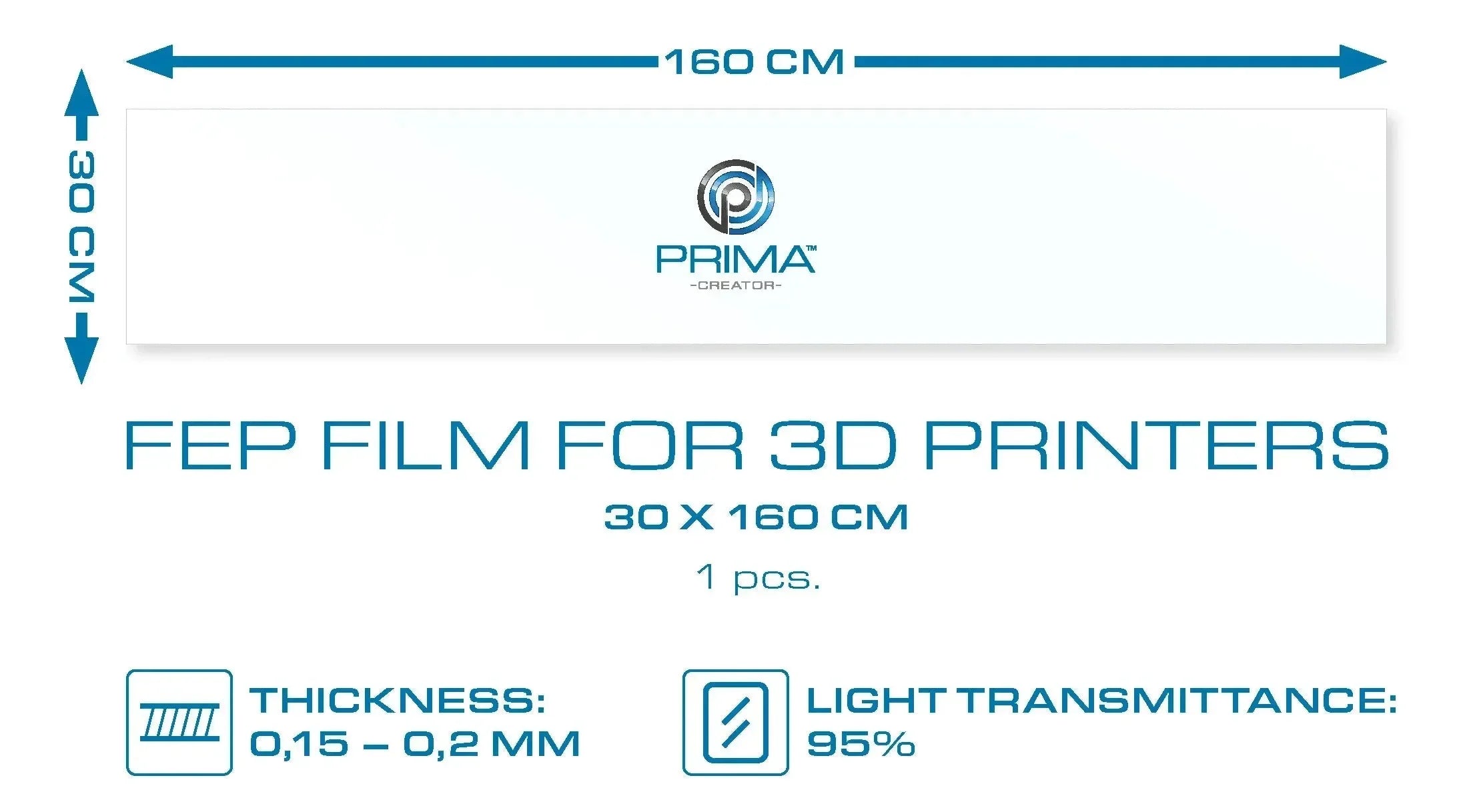 PRIMACREATOR FEP FILM ROLL FOR 3D PRINTERS - 30 X 160 CM