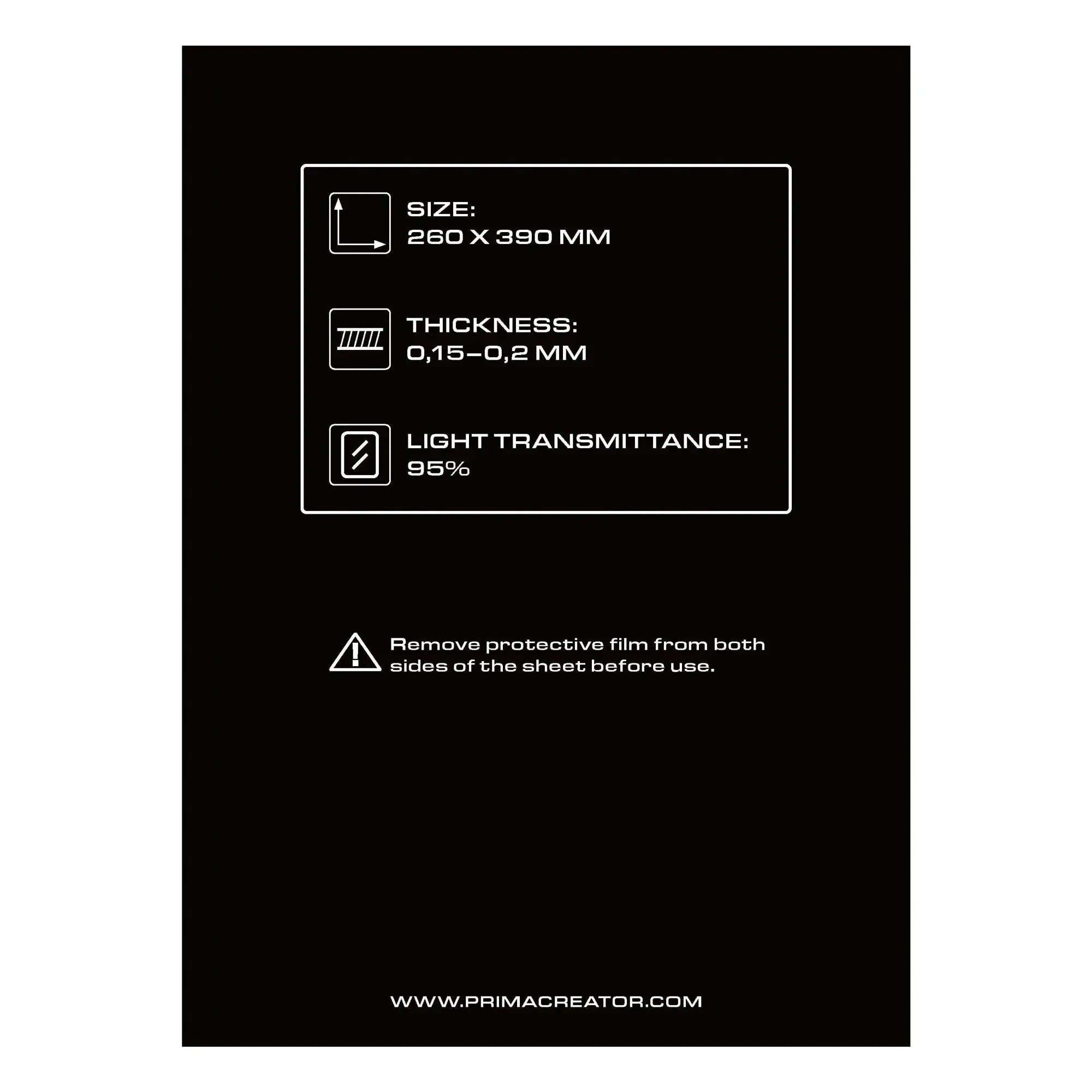 PRIMACREATOR NFEP FILM SHEET FOR 3D PRINTERS - 260 X 390 MM