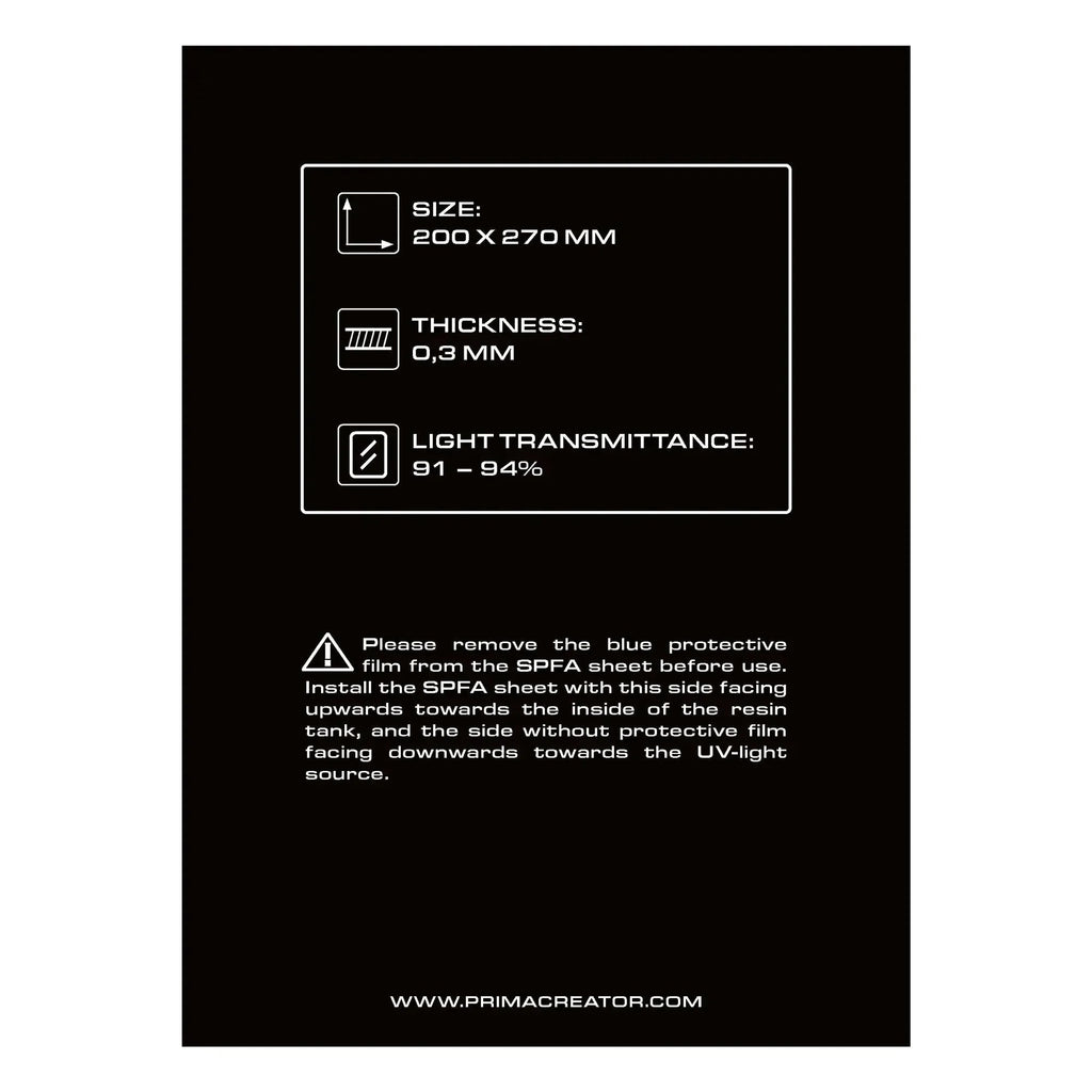 PRIMACREATOR SPFA FILM SHEET FOR 3D PRINTERS - 200 X 270 MM