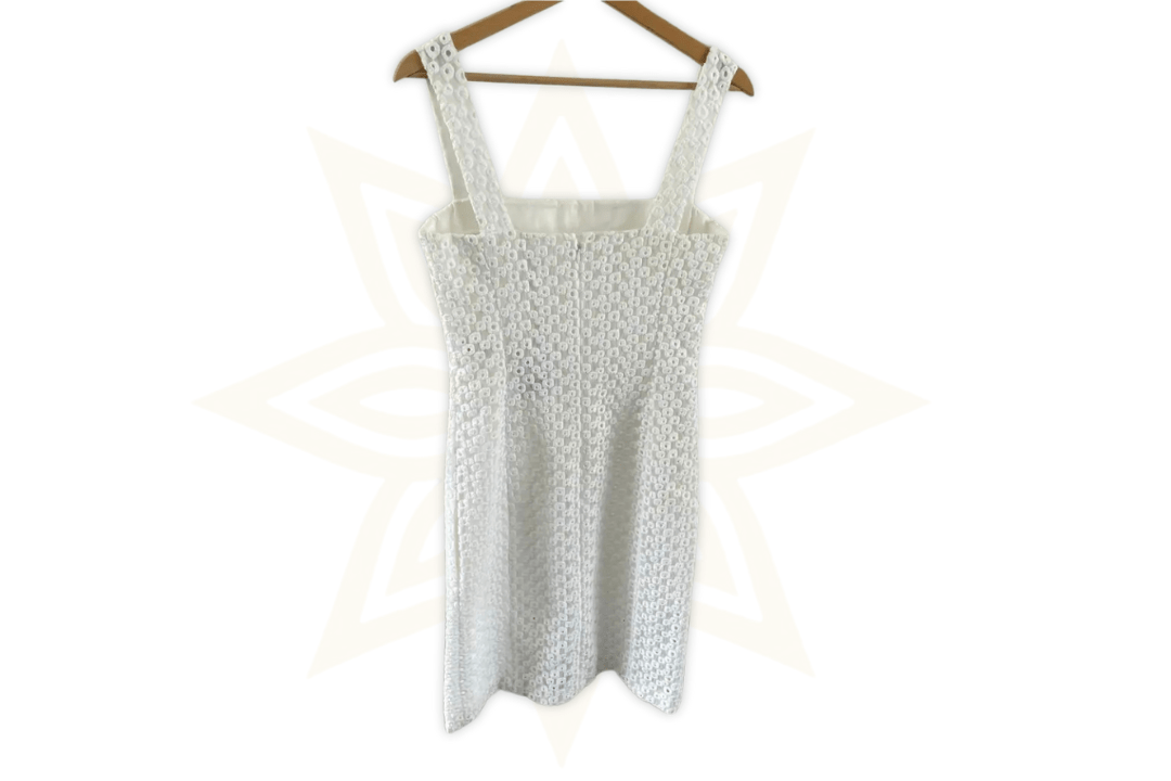 Abito Céline bianco in cotone ricamato – Nuovo con etichetta