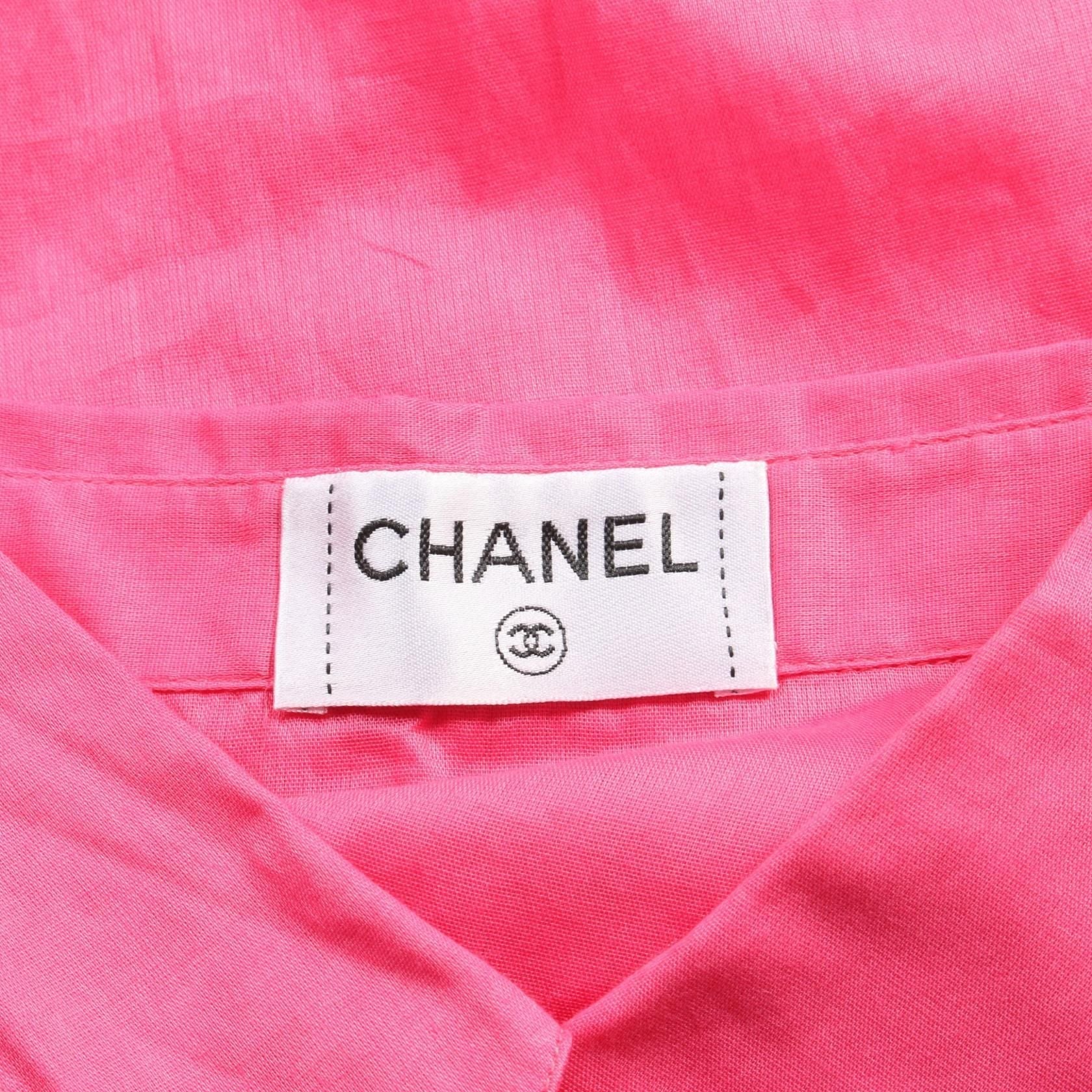 Camicia Chanel in cotone trasparente rosa fucsia