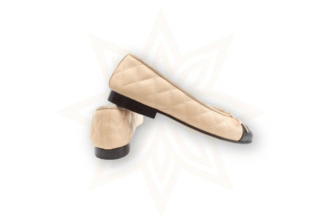 Chanel Ballerine Classiche Beige & Nero in Pelle Trapuntata Taglia: 38C – Made in Italy