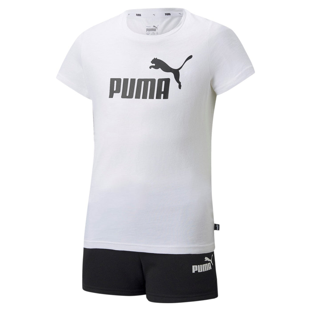Puma competo in cotone da bambina T-shirt e Pantaloncino 846936 02 bianco nero
