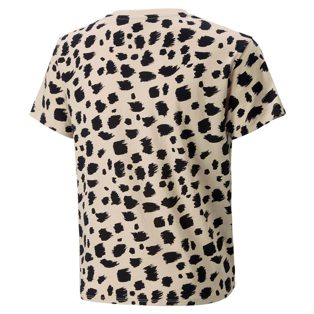 Puma T-shirt da bambina e ragazza con nodo in fantasia Aminal AOP Knotted Tee G 673523-88 granola