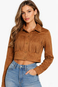 Censured Giacca Donna Eco Camoscio con Frange JWSIRIFKS5 Tabacco PE26