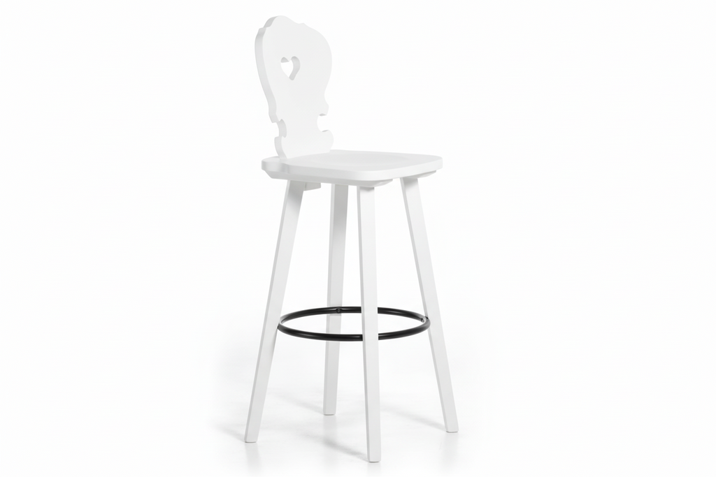 Sgabello Tirolese con Cuore Vienna SG colore bianco - Altezza 76 cm