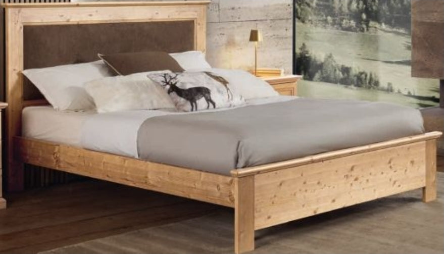 Letto Matrimoniale in Abete Massello con Testata Imbottita Roma Bergamo Pavia Grosseto Aosta Biella Torino