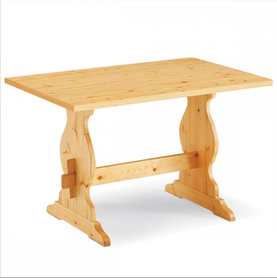 Angolo Panca 133x173 con Tavolo Fratino Fisso 130x80x3 e 2 Sedie con Cuore - Tinta Naturale