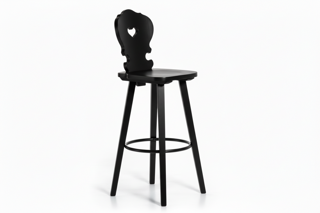 Sgabello Tirolese con Cuore Vienna SG colore nero - Altezza 76 cm