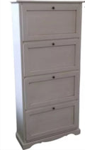 Scarpiera 4 ante ribalta shabby legno bianco anticato gorizia