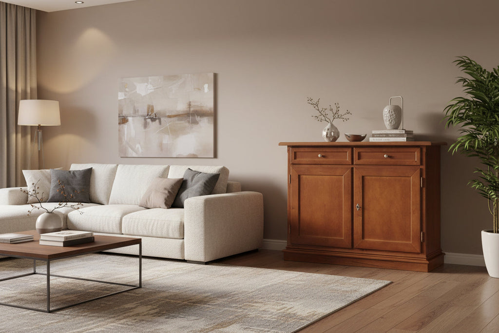 Credenza Madia Buffet in Legno Arte Povera 2 Ante Tinta Noce Roma Bergamo Pavia Grosseto Aosta Biella Torino