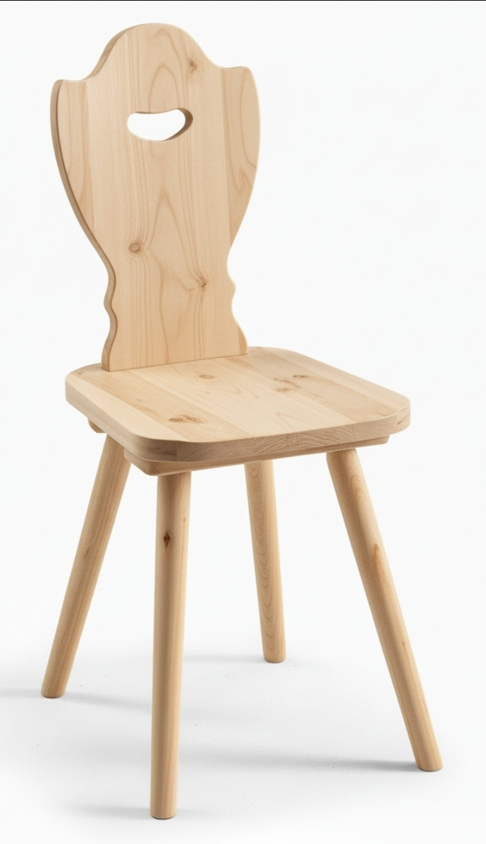 Sedia tirolese in Legno di Pino  Tinta Naturale- Stile Tirolese