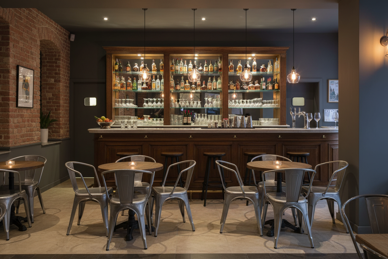 Sedia in Metallo Grigio in stock per arredo bar-gorizia