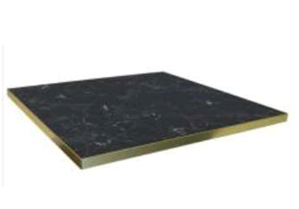 Tavolo con Piano in Nobilitato Effetto Marmo 20mm con Bordo ABS Oro Satinato