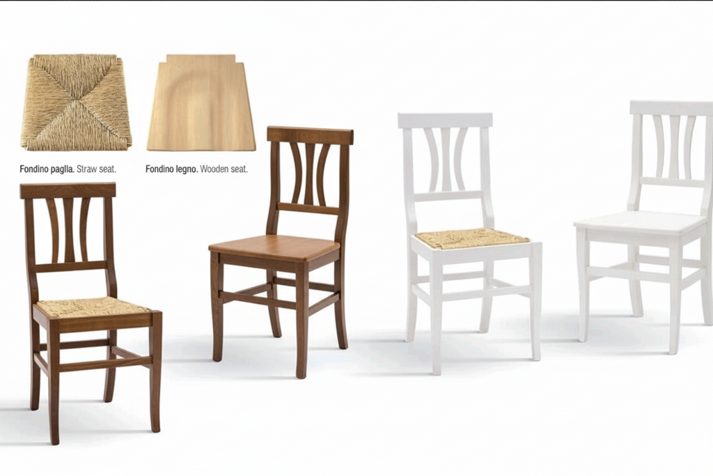 Sedia Arte Povera per ristoranti in stock- Fondino Legno o Paglia-Piacenza