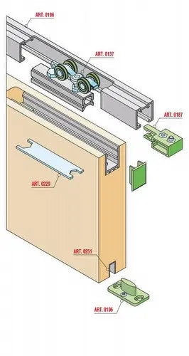 KIT SCORREVOLE PER PORTA AMMORTIZZATO FINO A 80KG