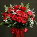 PASSIONE IN ROSSO – Rose Rosse, Gerbere e Gypsophila
