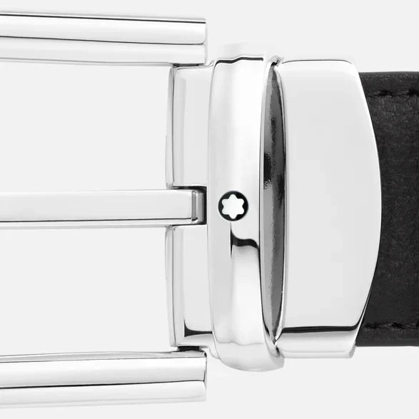 Montblanc cintura 30mm fibbia Cintura con fibbia ad ardiglione a ferro di cavallo finitura palladio lucido reversibile 128756