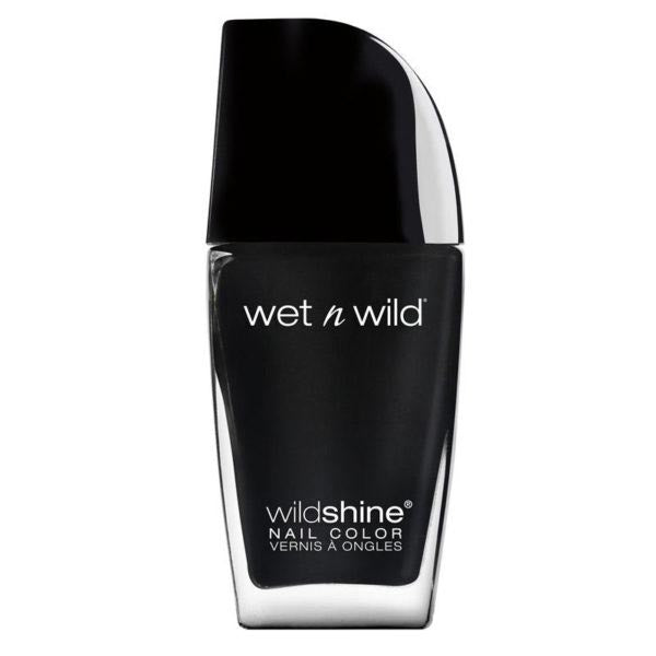 WET N WILD SMALTO NAIL COLOR WILD SHINE BLACK CREME E485D