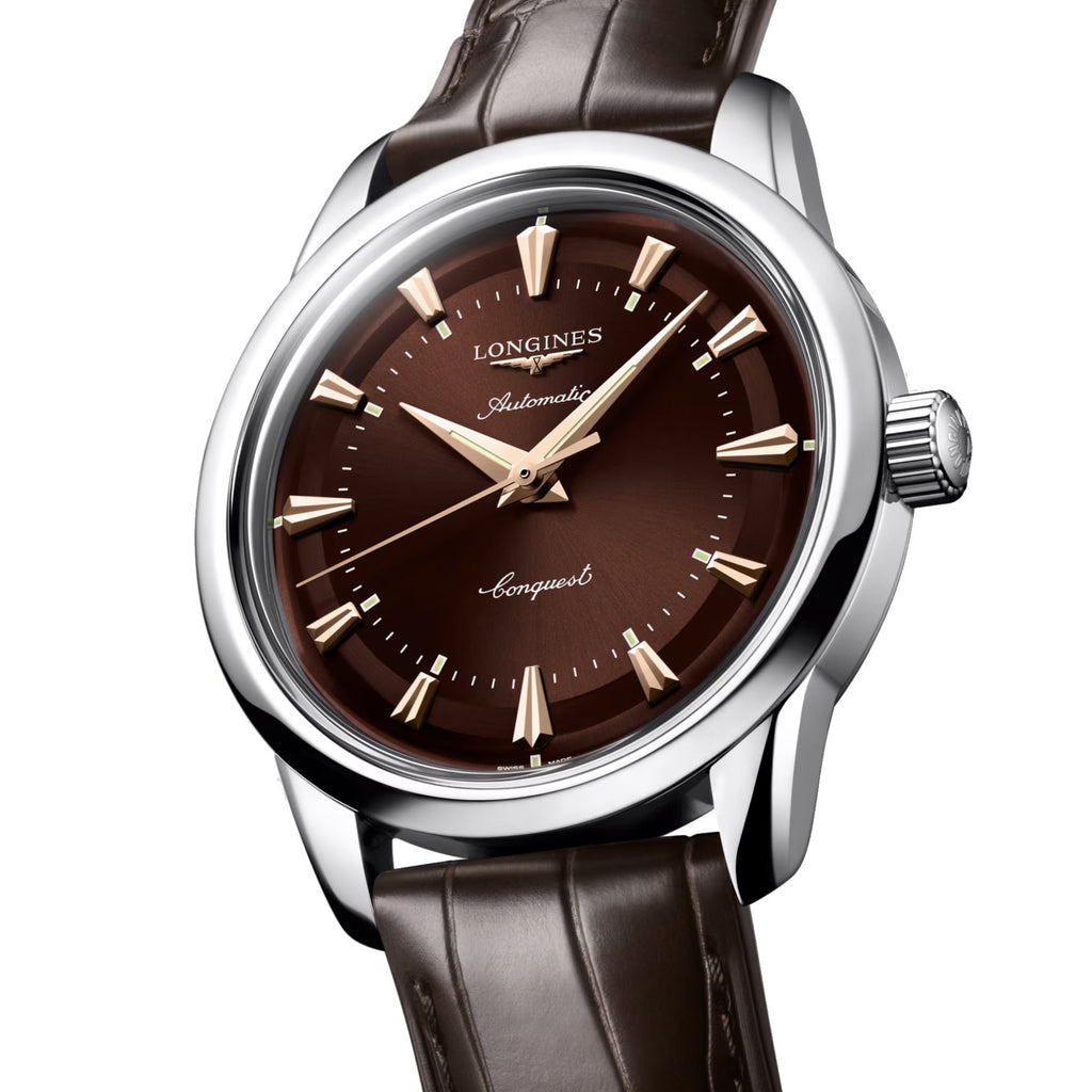 longines orologio Heritage 38mm marrone acciaio automatico L1.649.4.62.2