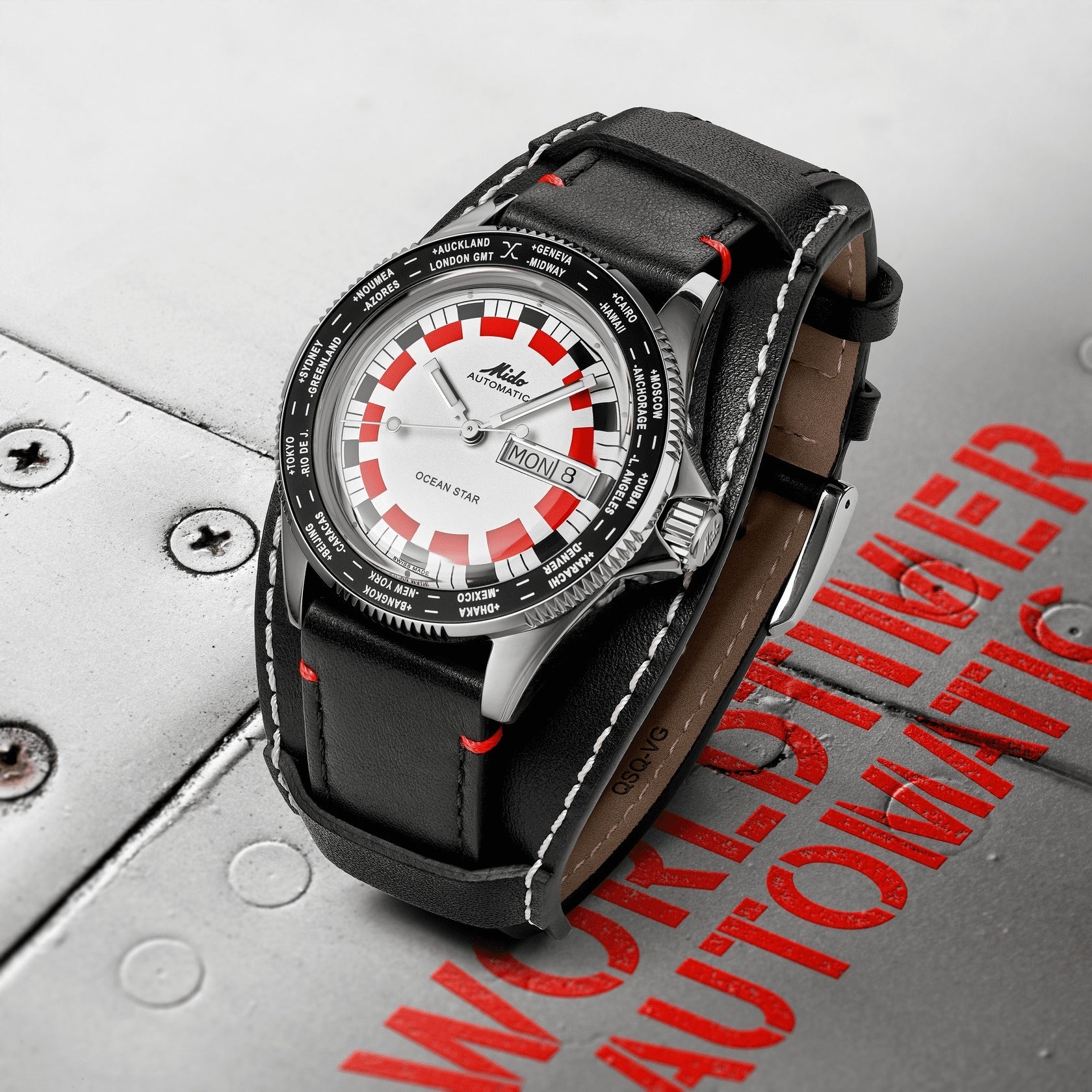 Mido orologio Ocean Star Worldtimer 40mm argento automatico acciaio M026.830.16.030.00